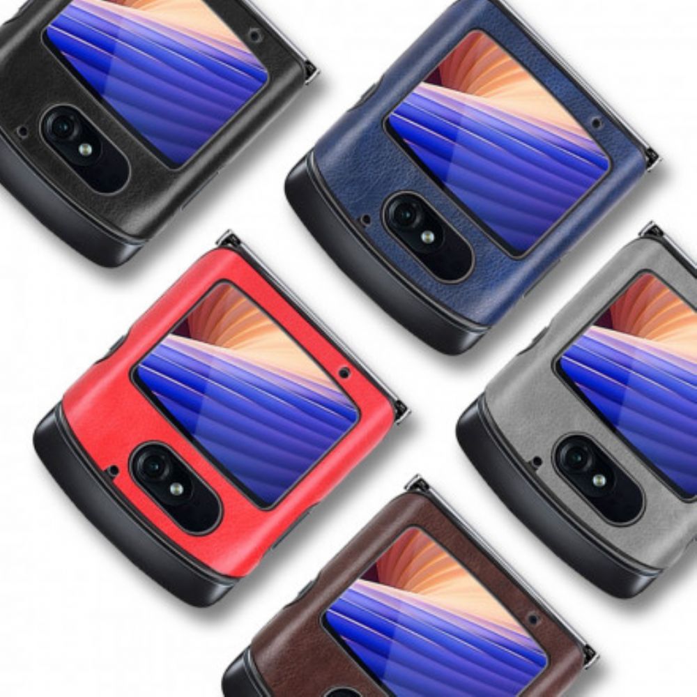 Handyhülle Für Motorola Razr 5G Kunstleder Litschi