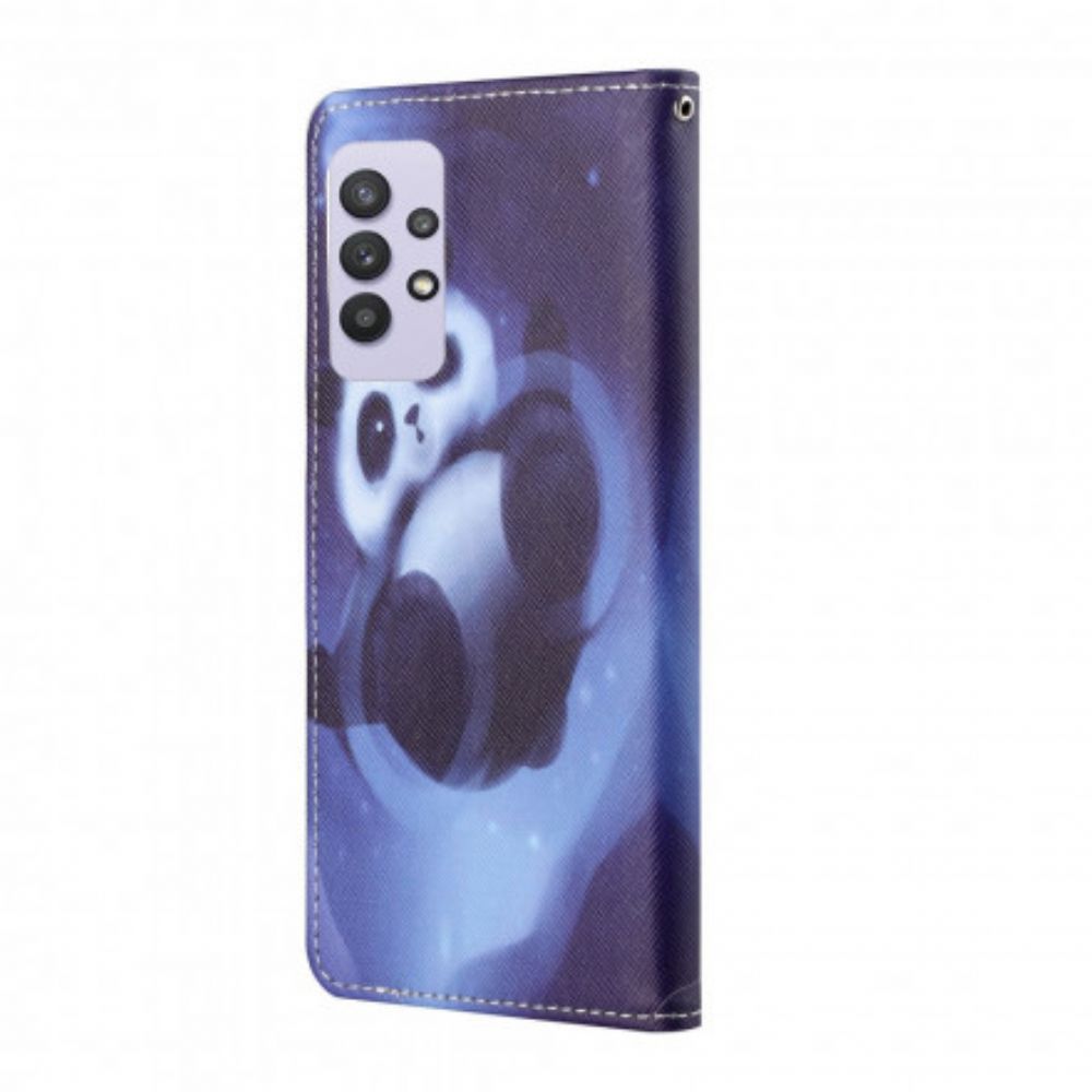 Flip Case Für Samsung Galaxy A32 4G Mit Kordel Tanga Space Panda