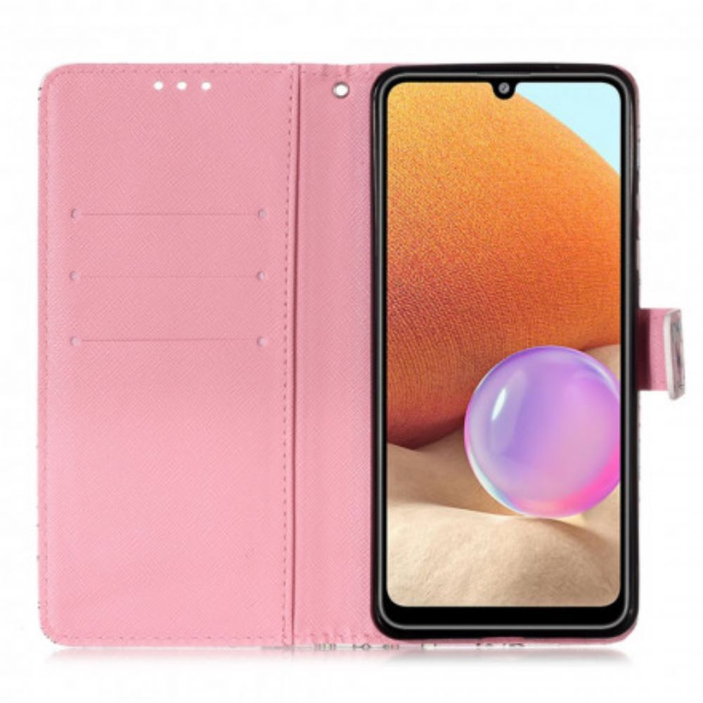 Flip Case Für Samsung Galaxy A32 4G Rote Schmetterlinge