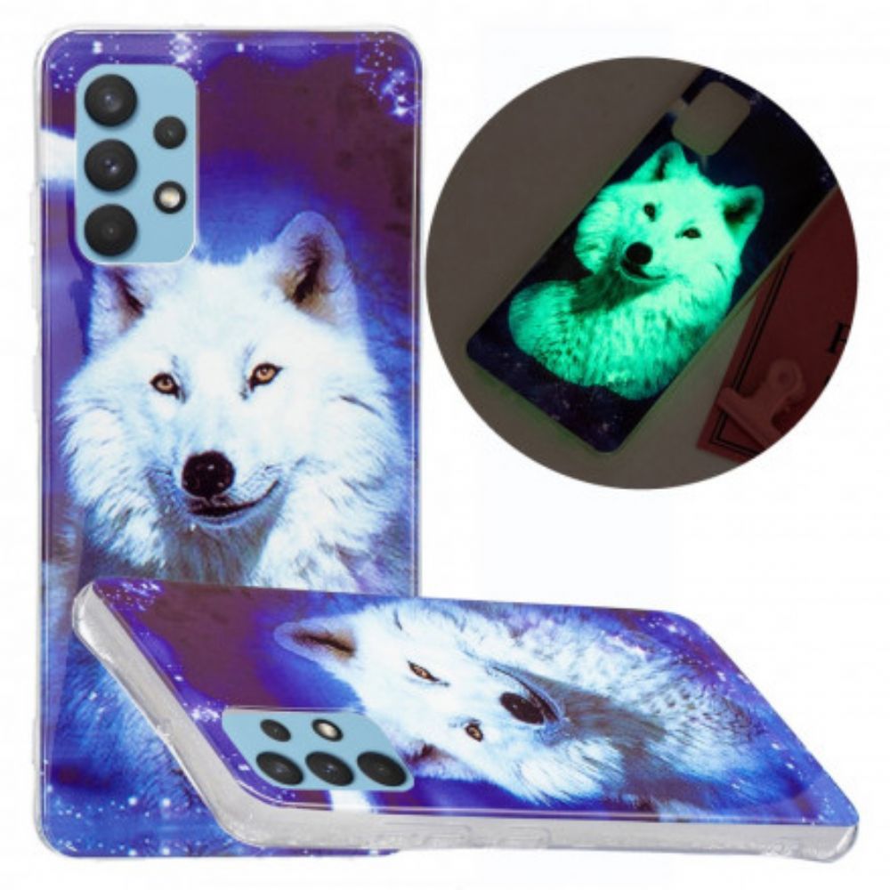 Handyhülle Für Samsung Galaxy A32 4G Fluoreszierende Wolf-serie