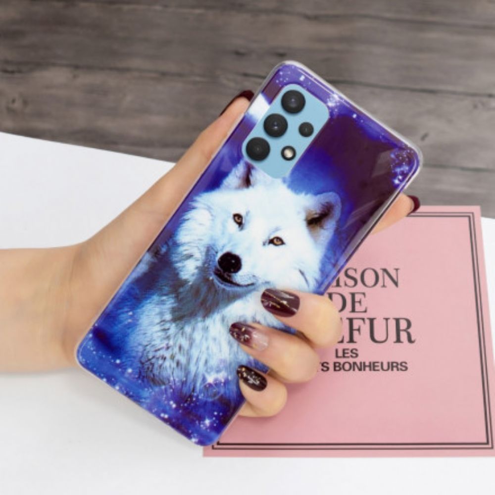 Handyhülle Für Samsung Galaxy A32 4G Fluoreszierende Wolf-serie