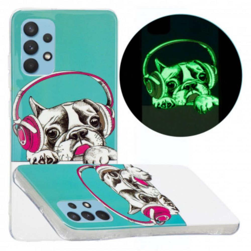 Handyhülle Für Samsung Galaxy A32 4G Fluoreszierender Hund