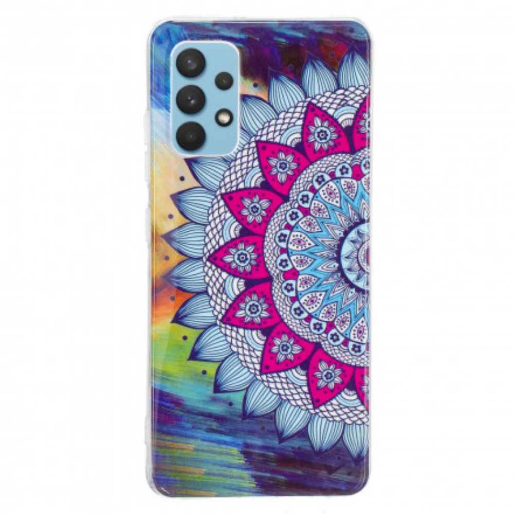 Hülle Für Samsung Galaxy A32 4G Fluoreszierendes Buntes Mandala