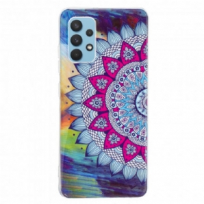 Hülle Für Samsung Galaxy A32 4G Fluoreszierendes Buntes Mandala