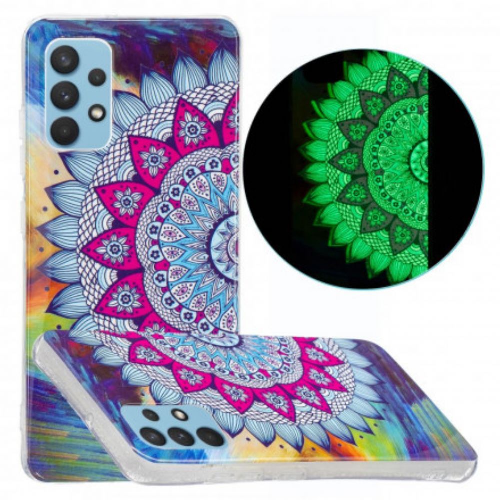 Hülle Für Samsung Galaxy A32 4G Fluoreszierendes Buntes Mandala