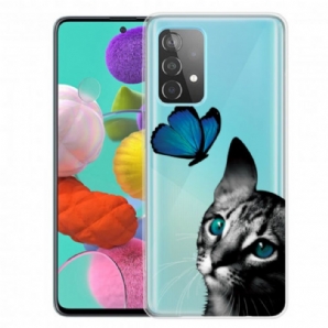 Hülle Für Samsung Galaxy A32 4G Katze Und Schmetterling