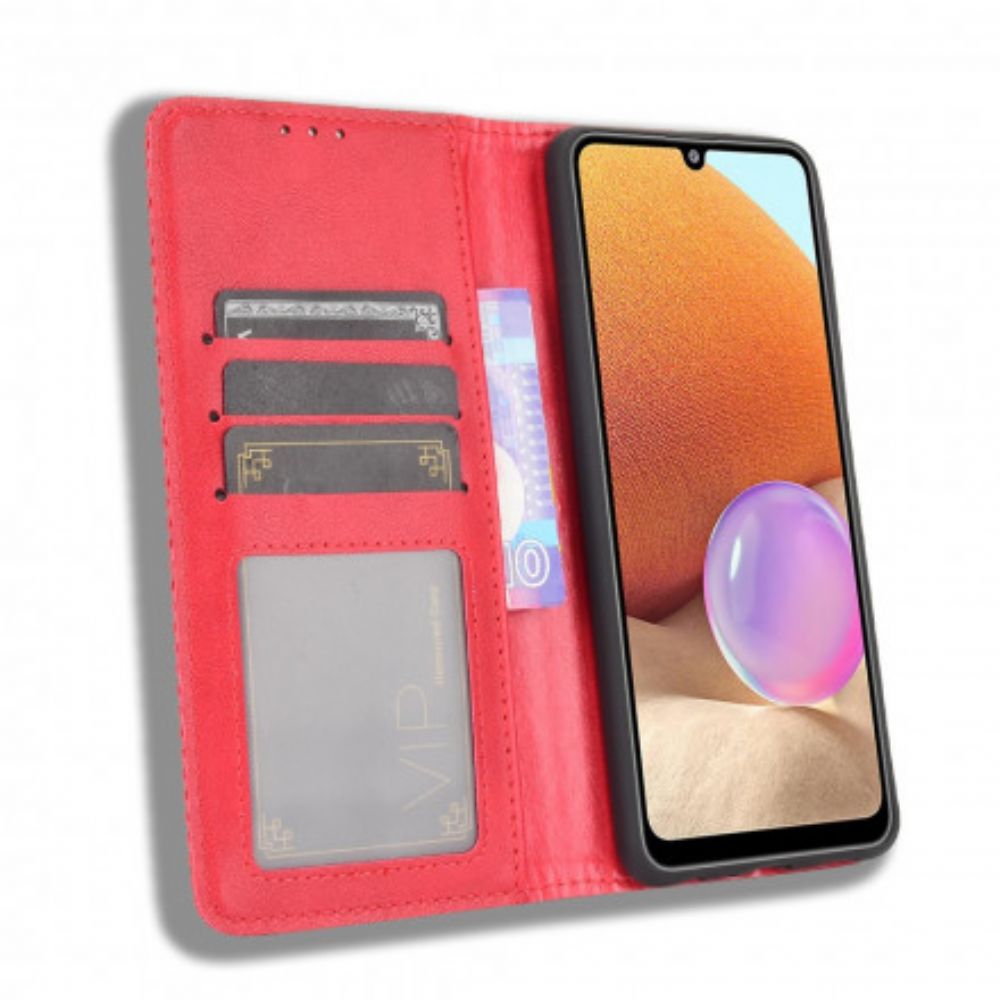 Schutzhülle Für Samsung Galaxy A32 4G Flip Case Stilisierter Vintage-ledereffekt