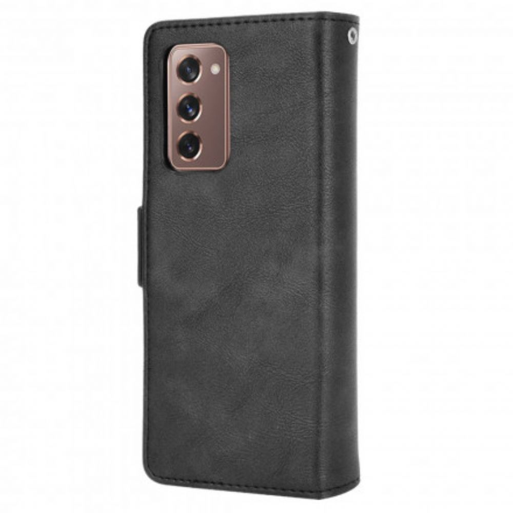 Flip Case Für Samsung Galaxy Z Fold 2 Stilisierter Ledereffekt