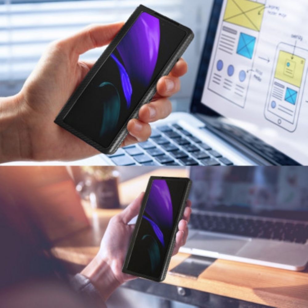 Handyhülle Für Samsung Galaxy Z Fold 2 Texturiert Mit Freihändiger Unterstützung