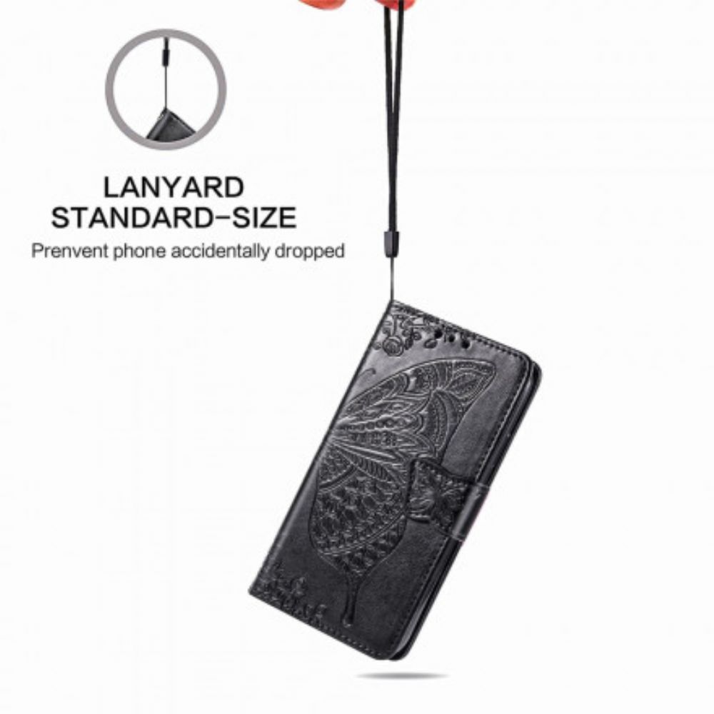 Lederhüllen Für Samsung Galaxy Z Fold 2 Schmetterlingsdesign Mit Lanyard