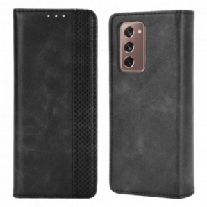 Schutzhülle Für Samsung Galaxy Z Fold 2 Flip Case Stilisierter Ledereffekt