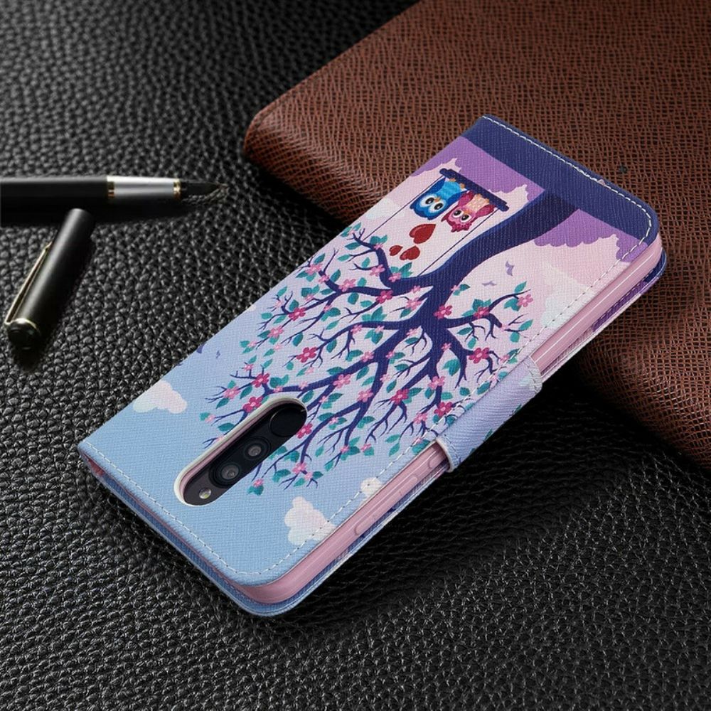 Flip Case Für Xiaomi Redmi 8 Eulen Auf Der Schaukel