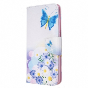 Flip Case Für Xiaomi Redmi 8 Gemalte Schmetterlinge Und Blumen