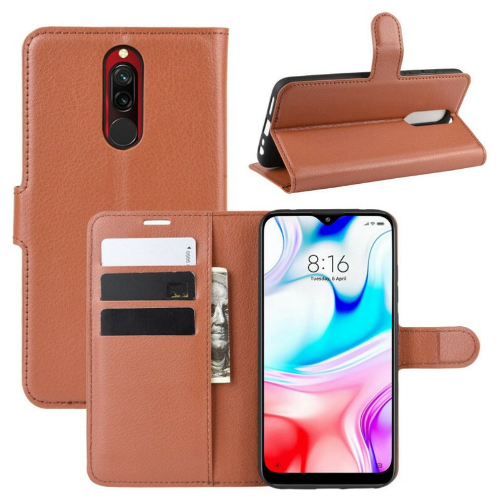 Flip Case Für Xiaomi Redmi 8 Klassisches Kunstleder