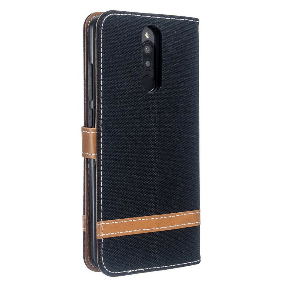 Flip Case Für Xiaomi Redmi 8 Mit Kordel Armband In Stoff- Und Lederoptik