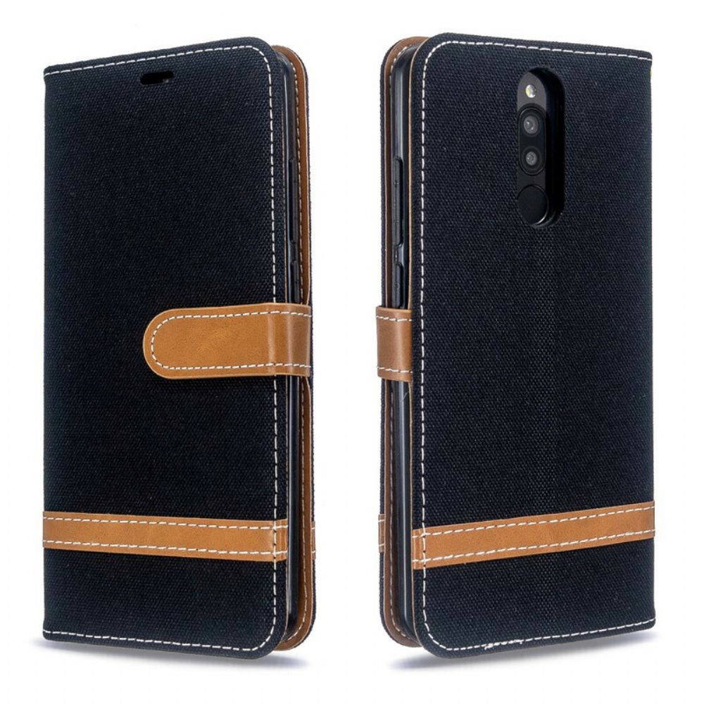 Flip Case Für Xiaomi Redmi 8 Mit Kordel Armband In Stoff- Und Lederoptik