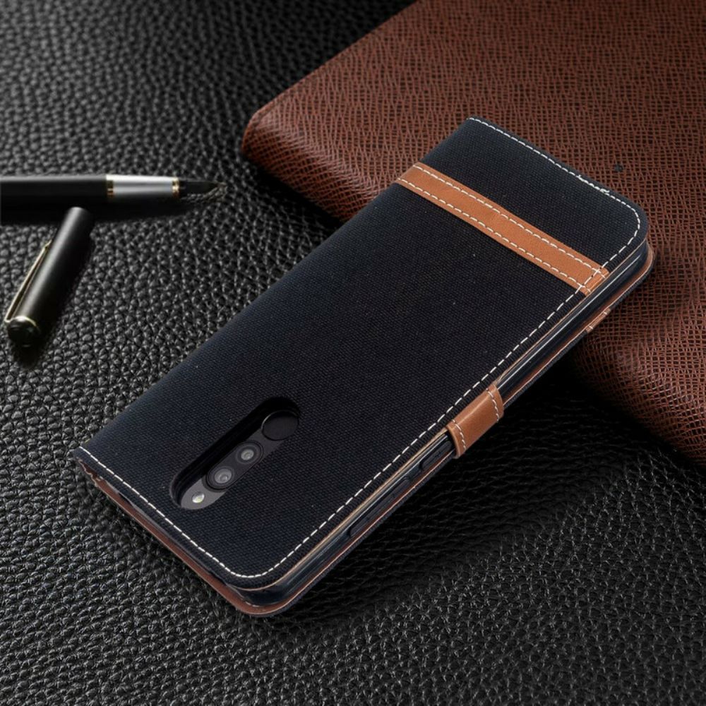 Flip Case Für Xiaomi Redmi 8 Mit Kordel Armband In Stoff- Und Lederoptik