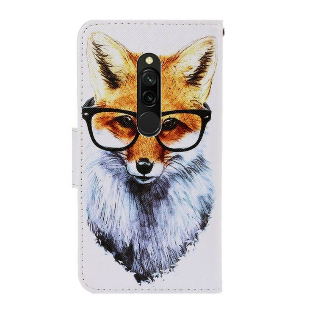 Flip Case Für Xiaomi Redmi 8 Mit Kordel Smart Fox Mit Riemen