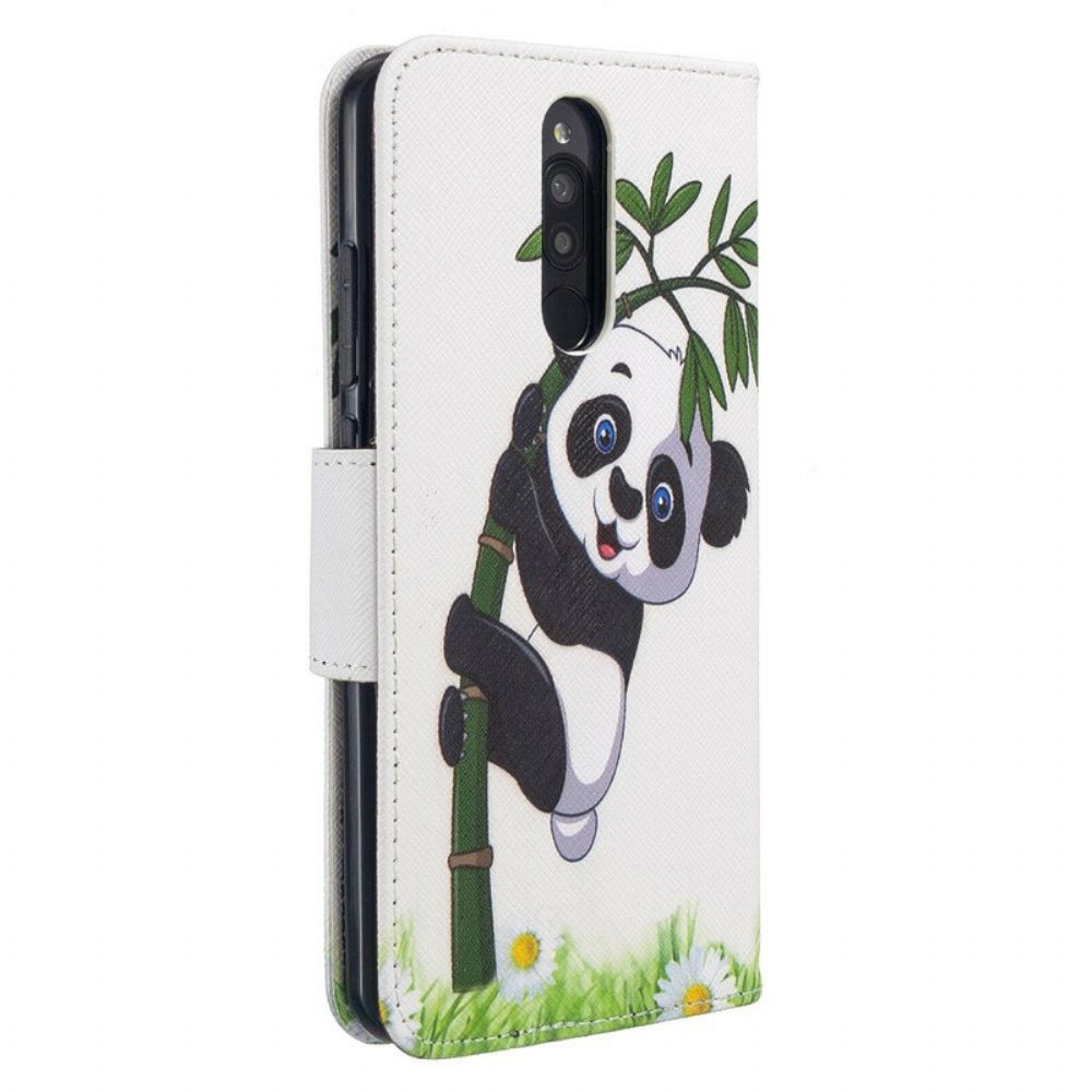 Lederhüllen Für Xiaomi Redmi 8 Panda Auf Bambus