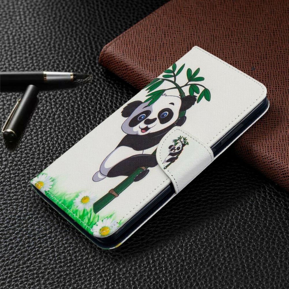 Lederhüllen Für Xiaomi Redmi 8 Panda Auf Bambus