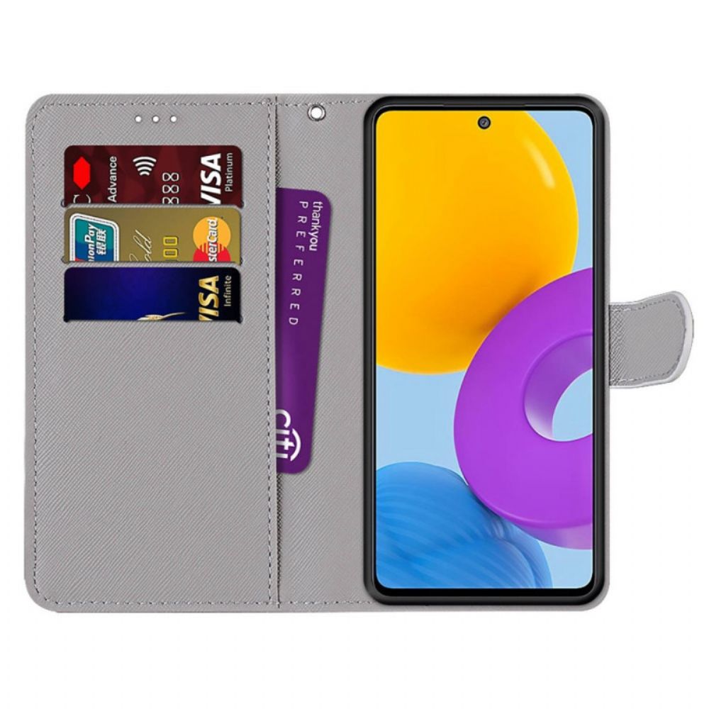 Flip Case Für Samsung Galaxy M52 5G Blumen Und Motten