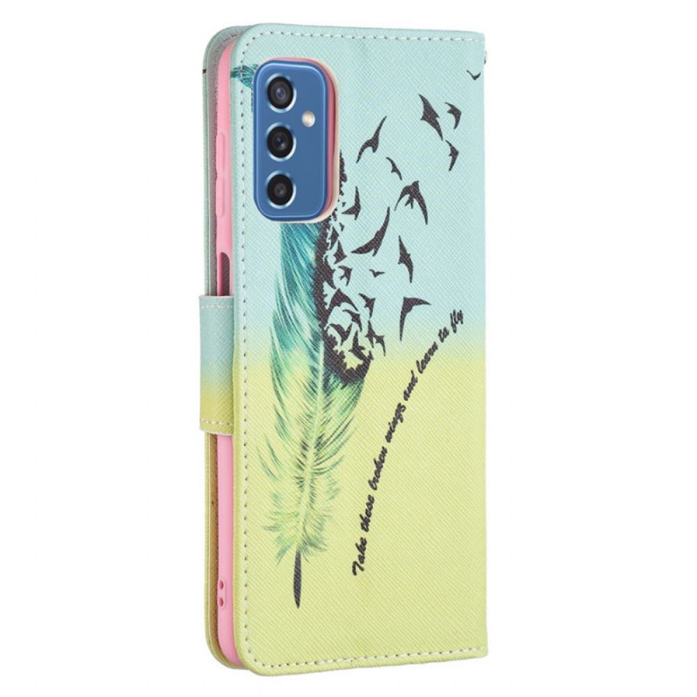 Flip Case Für Samsung Galaxy M52 5G Feder