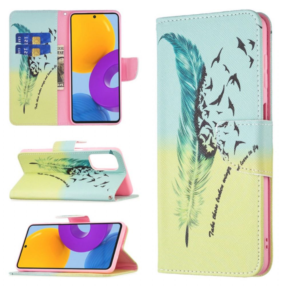 Flip Case Für Samsung Galaxy M52 5G Feder