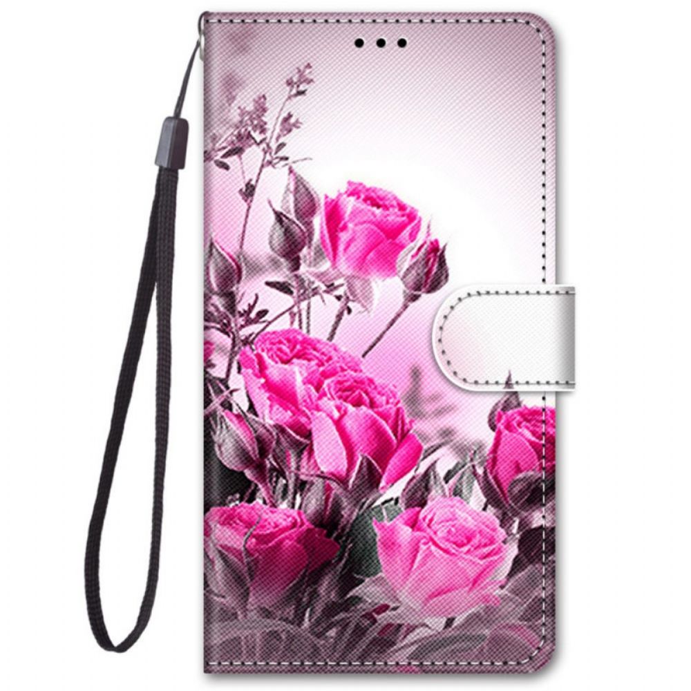 Flip Case Für Samsung Galaxy M52 5G Funkelnde Rosen