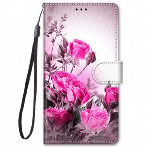 Flip Case Für Samsung Galaxy M52 5G Funkelnde Rosen