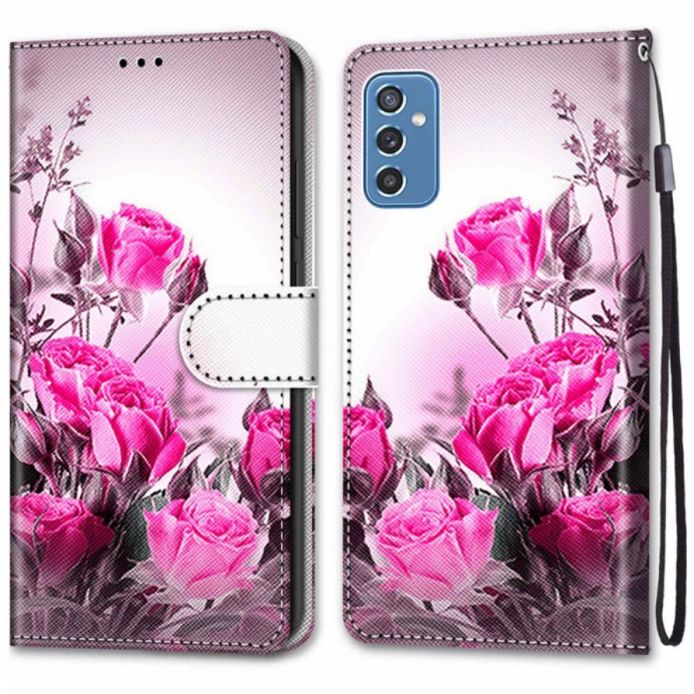 Flip Case Für Samsung Galaxy M52 5G Funkelnde Rosen