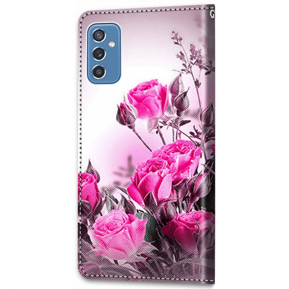 Flip Case Für Samsung Galaxy M52 5G Funkelnde Rosen