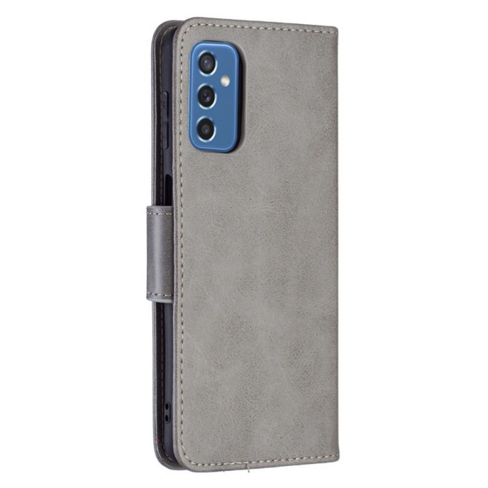 Flip Case Für Samsung Galaxy M52 5G Gegerbtes Kunstleder