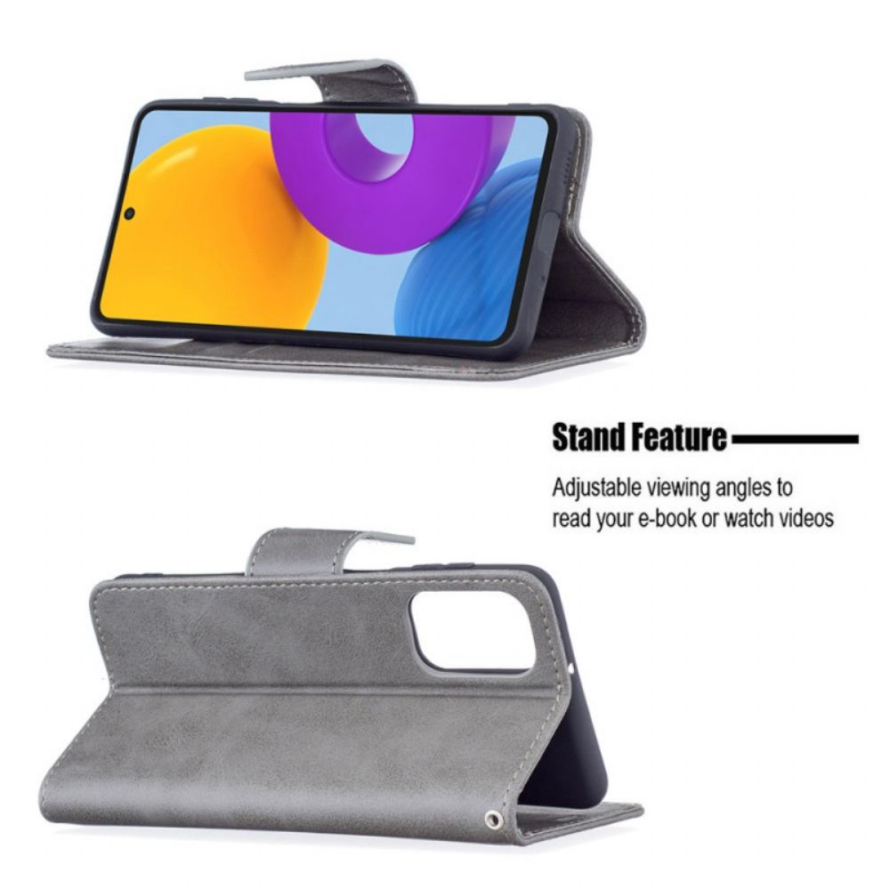 Flip Case Für Samsung Galaxy M52 5G Gegerbtes Kunstleder