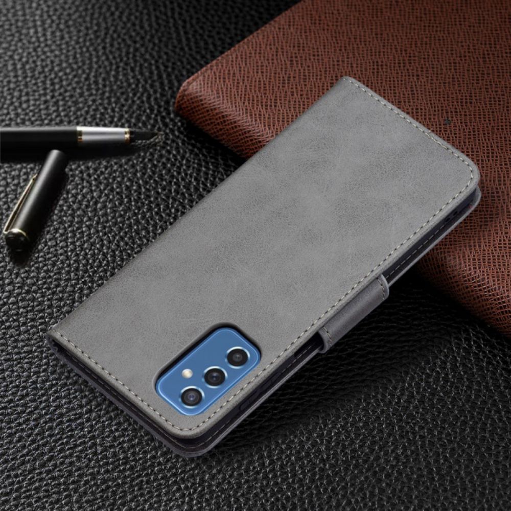 Flip Case Für Samsung Galaxy M52 5G Gegerbtes Kunstleder