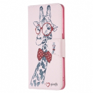 Flip Case Für Samsung Galaxy M52 5G Gelehrte Giraffe