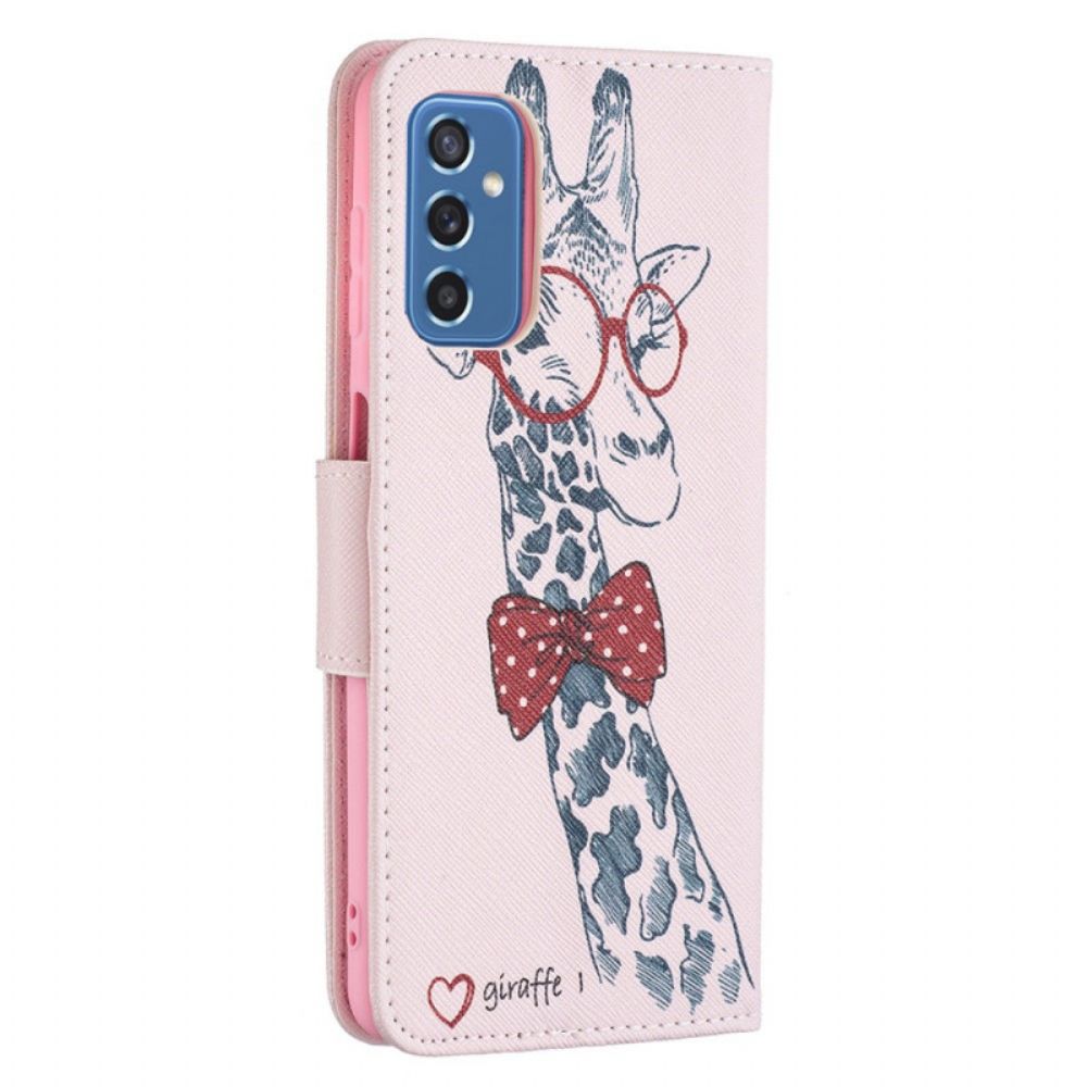 Flip Case Für Samsung Galaxy M52 5G Gelehrte Giraffe