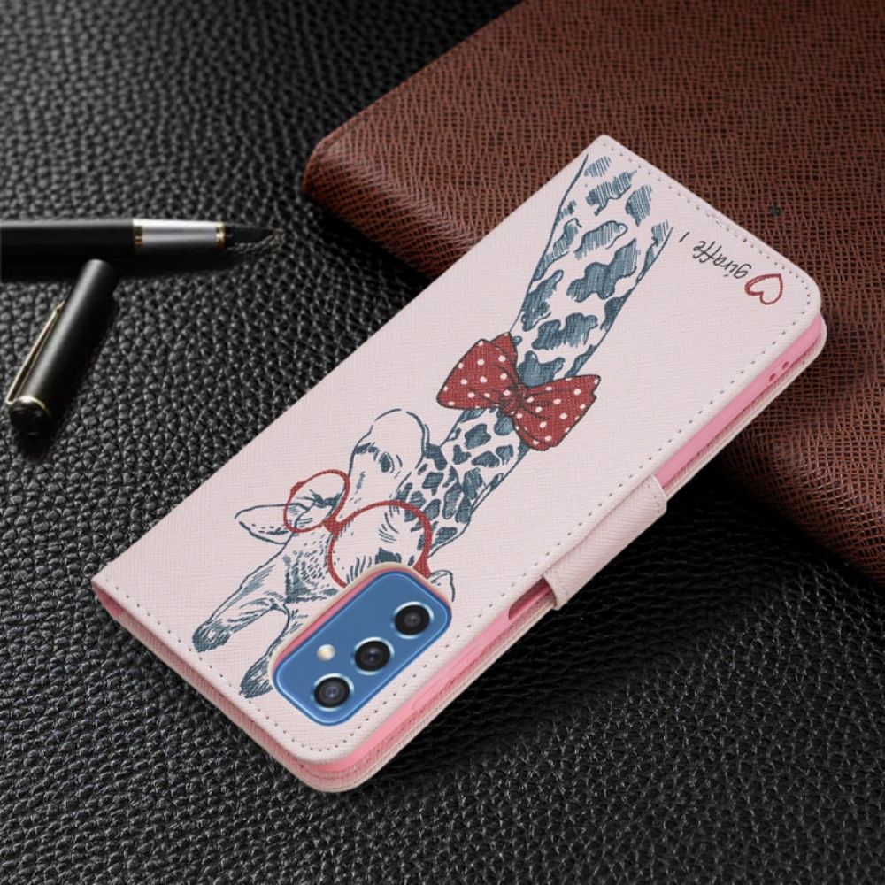 Flip Case Für Samsung Galaxy M52 5G Gelehrte Giraffe