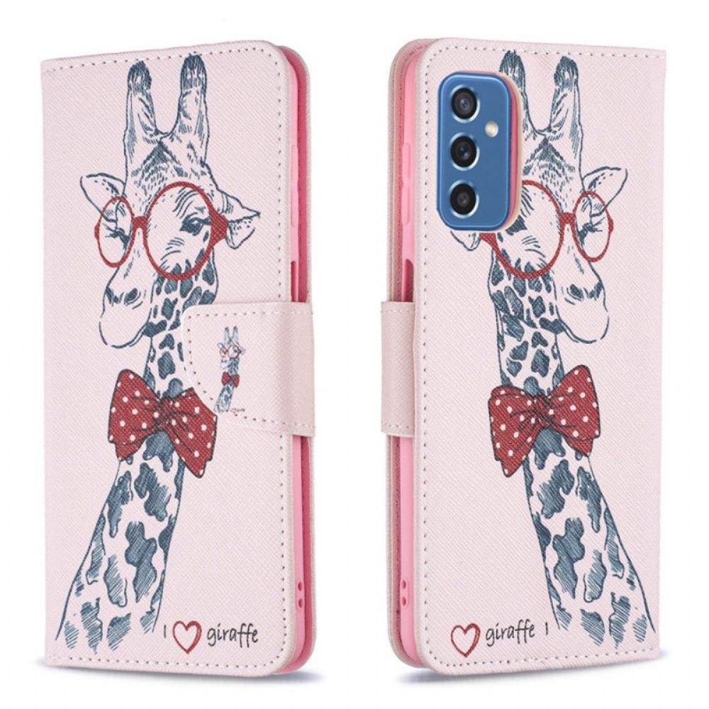 Flip Case Für Samsung Galaxy M52 5G Gelehrte Giraffe