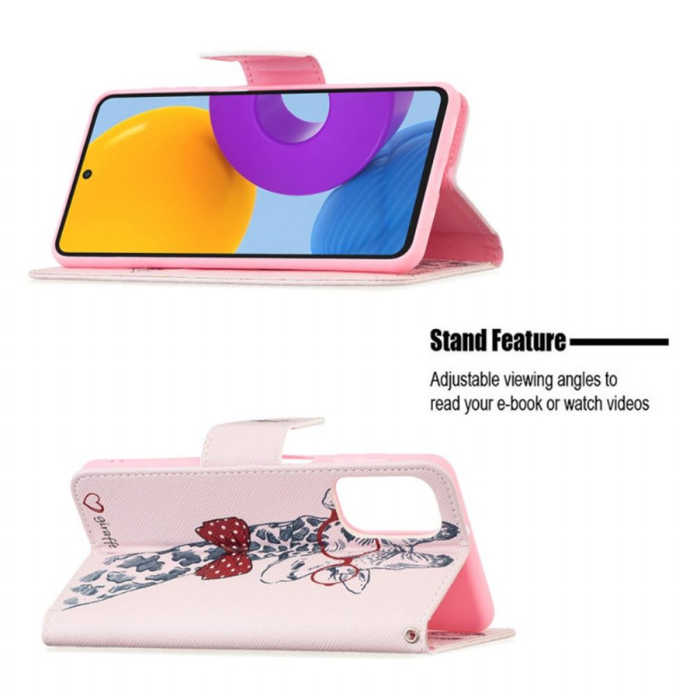 Flip Case Für Samsung Galaxy M52 5G Gelehrte Giraffe