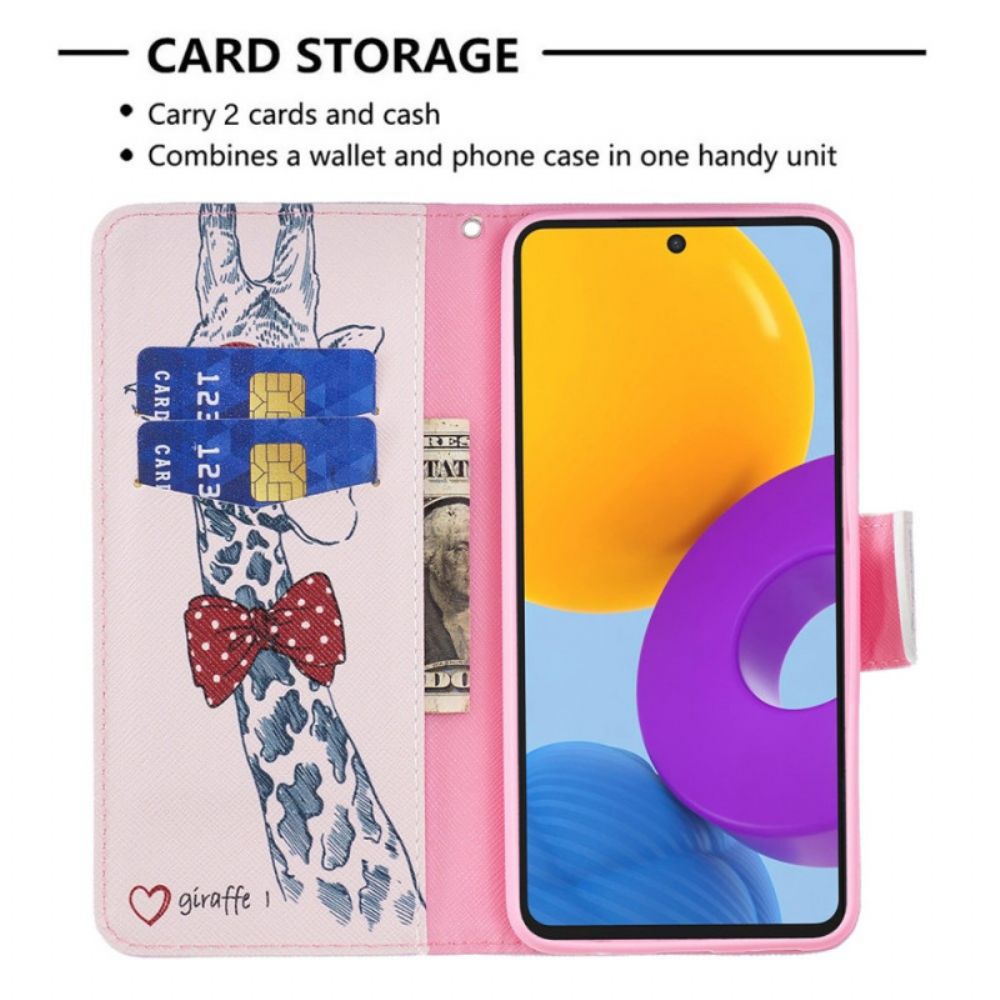 Flip Case Für Samsung Galaxy M52 5G Gelehrte Giraffe