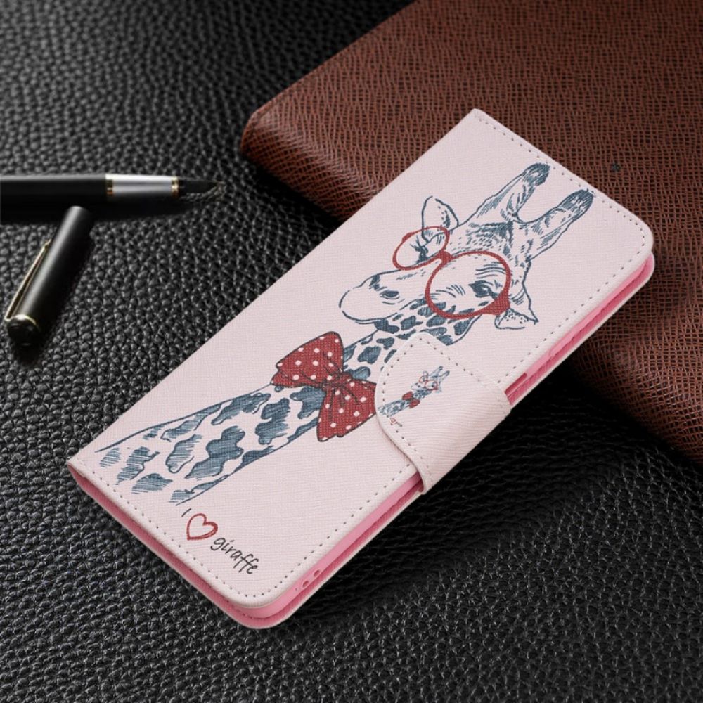 Flip Case Für Samsung Galaxy M52 5G Gelehrte Giraffe