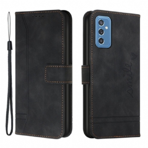 Flip Case Für Samsung Galaxy M52 5G Lächeln Mit Lanyard