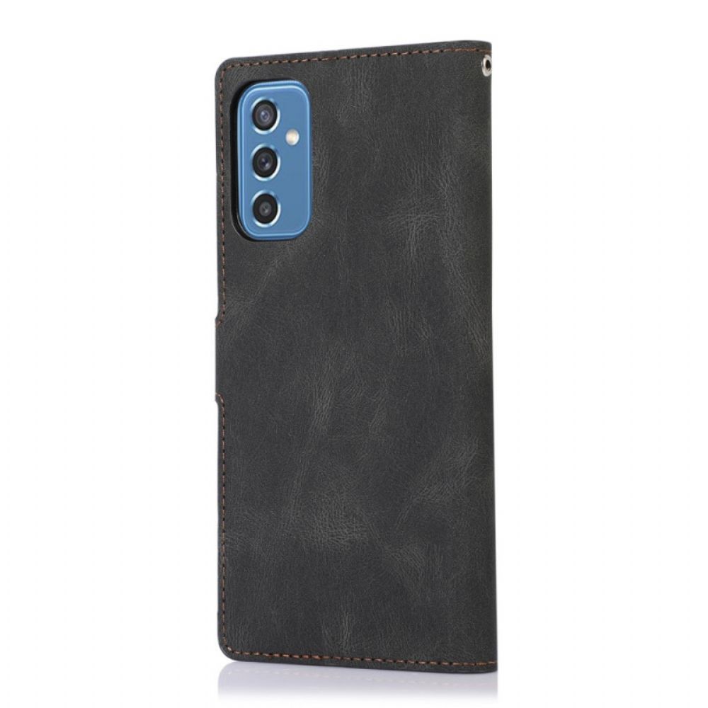 Flip Case Für Samsung Galaxy M52 5G Mit Kordel Satinlederarmband