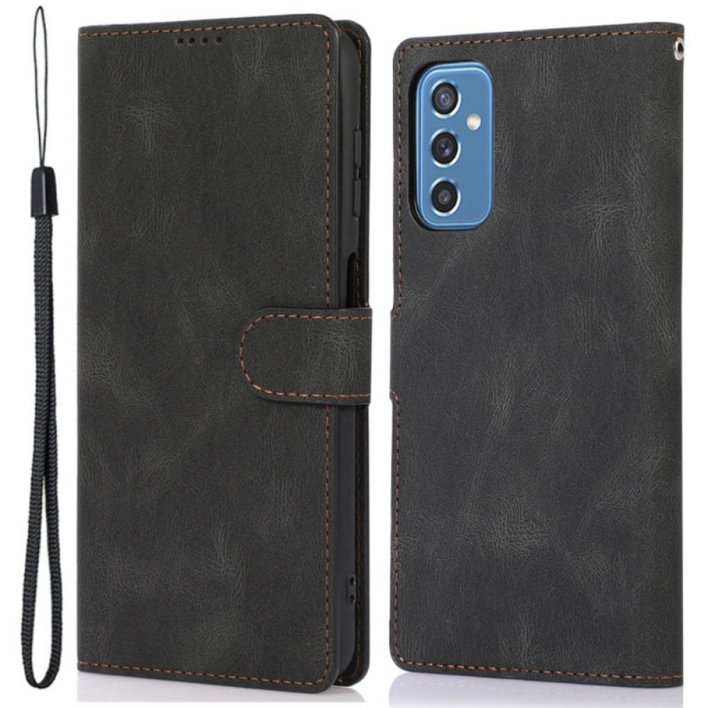 Flip Case Für Samsung Galaxy M52 5G Mit Kordel Satinlederarmband