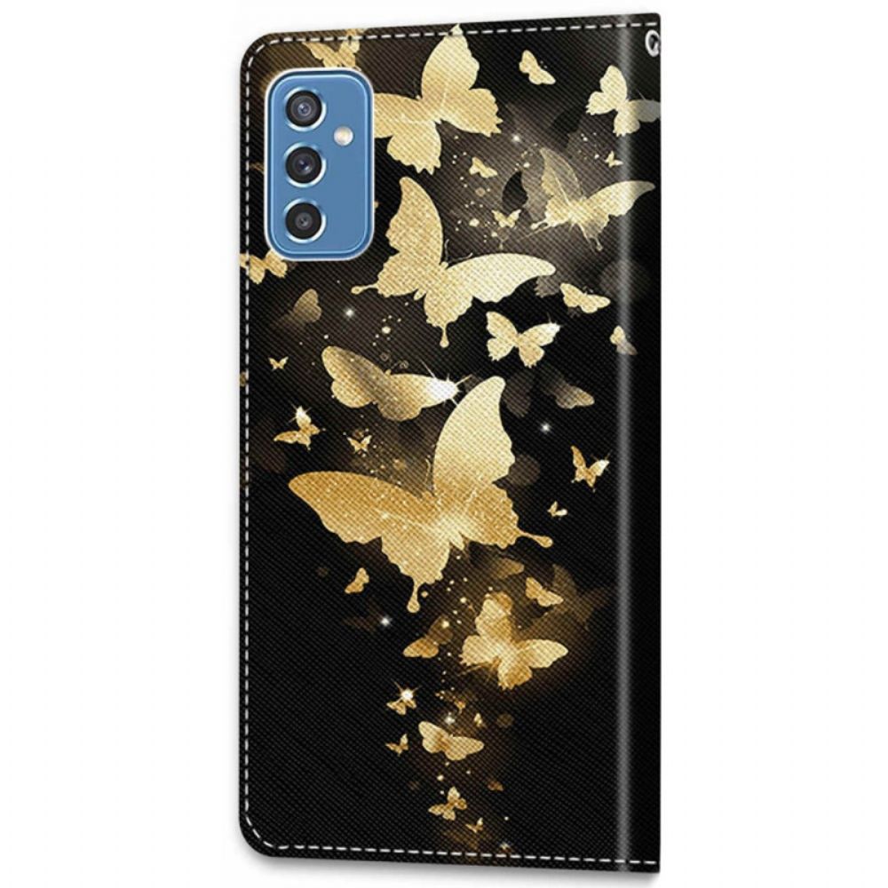 Flip Case Für Samsung Galaxy M52 5G Nachts Leuchtende Schmetterlinge