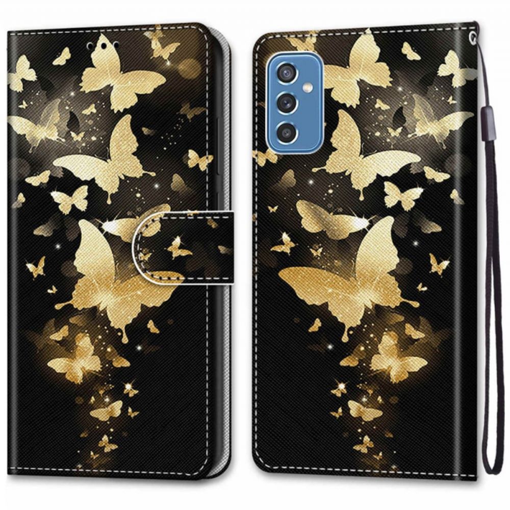 Flip Case Für Samsung Galaxy M52 5G Nachts Leuchtende Schmetterlinge