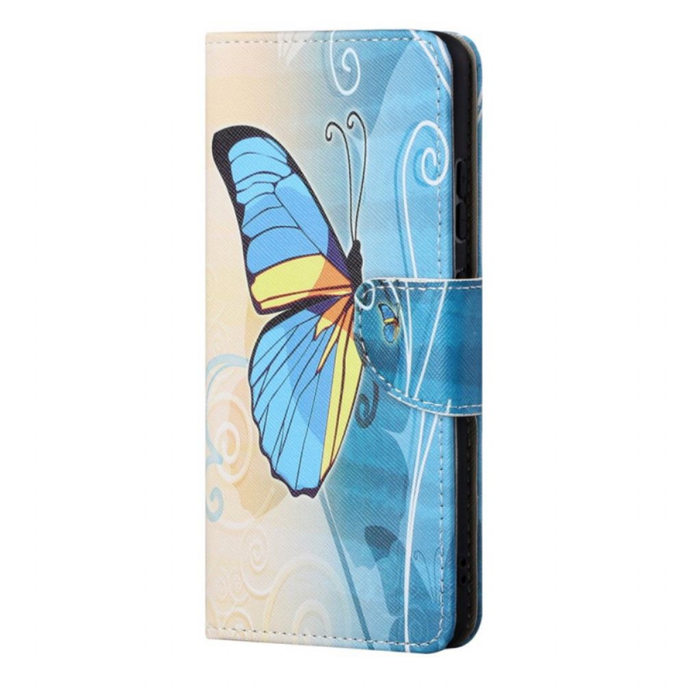 Flip Case Für Samsung Galaxy M52 5G Saphir-schmetterling