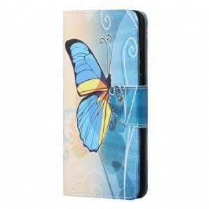 Flip Case Für Samsung Galaxy M52 5G Saphir-schmetterling