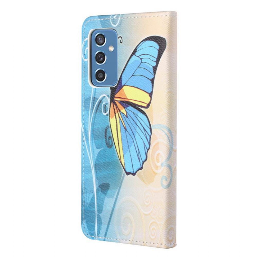 Flip Case Für Samsung Galaxy M52 5G Saphir-schmetterling