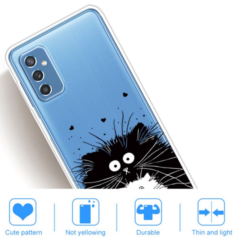 Handyhülle Für Samsung Galaxy M52 5G Schwarze Und Weiße Katzen